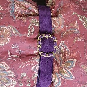 EUC- Vintage Selfridges Purple Suede Belt w/Gold Buckle